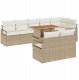 Zestaw Sof Ogrodowych vidaXL 9 Części z Poduszkami Beżowy Poli Rattan Akacja, Zestaw Sof Ogrodowych vidaXL 2-osobowych z Poduszkami Beżowy Poli Rattan 1