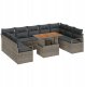 Zestaw sofy ogrodowej vidaXL 10 części z poduszkami szary poli rattan akacja, Zestaw sofy ogrodowej vidaXL dwuosobowy z poduszkami szary poli rattan 1
