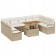 Zestaw 10-częściowy sofy ogrodowej z poduszkami beżowy Poly Rattan Acacia, Sofa ogrodowa dwuosobowa z poduszkami beżowa Poly Rattan 1
