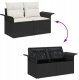 vidaXL 10-częściowy zestaw sofy ogrodowej z poduszkami w czarnym polirattanie, vidaXL Dwuosobowa Sofa Ogrodowa z Przechowalnią i Poduszkami w czarnym polirattanie 10