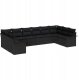 10-częściowy zestaw sofy ogrodowej vidaXL z poduszkami czarny poli rattan, Sofa ogrodowa dwuosobowa vidaXL z miejscem na przechowywanie i poduszkami czarny poli rattan 1