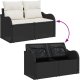 vidaXL Zestaw sof ogrodowych 6 Elementów z Poduszkami Czarny PE Rattan, Sofa ogrodowa 2-osobowa z miejscem na przechowywanie i poduszkami Czarny PE Rattan 9