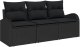 vidaXL Zestaw sofy ogrodowej 3 częściowy z poduszkami czarny z polirattanu, Sofa ogrodowa 2-osobowa z miejscem do przechowywania i poduszkami czarny z polirattanu 2