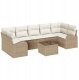 Zestaw sofy ogrodowej vidaXL 8-elementowy z poduszkami Beżowy Poli Rattan, Dwuosobowa sofa ogrodowa vidaXL z miejscem do przechowywania i poduszkami Beżowy Poli Rattan 1