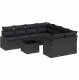 Zestaw Sofy Ogrodowej vidaXL 9 Częściowy z Poduszkami Czarne Rattan Poliesterowy, Sofa Ogrodowa dla 2 Osób vidaXL z Przechowalnią i Poduszkami Czarne Rattan Poliesterowy 1