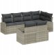 vidaXL Zestaw Sof Ogrodowych 7-częściowy z Poduszkami Jasnoszary Polirattan, vidaXL Sofa Ogrodowa 2-osobowa z Schowkiem i Poduszkami Jasnoszary Polirattan 1