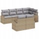 Zestaw 7-częściowy sof ogrodowych z poduszkami Beżowy poli rattan, Sofa ogrodowa 2-osobowa z miejscem na rzeczy i poduszkami Beżowy poli rattan 1