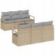 vidaXL Zestaw Sof Ogrodowych 7 Części z Poduszkami Beżowy Polirattan, Sofa Ogrodowa 2-osobowa z Przechowalnią i Poduszkami Beżowy Polirattan 1