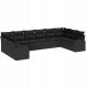 Zestaw sofy ogrodowej 10-częściowej z poduszkami Czarny Polirattan, Sofa ogrodowa 2-osobowa z miejscem do przechowywania i poduszkami Czarny Polirattan 1