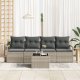 vidaXL Zestaw 5-częściowy sofy ogrodowej z poduszkami Jasnoszary Polirattan, 2-osobowa kanapa ogrodowa z miejscem do przechowywania i poduszkami Szary Polirattan 3