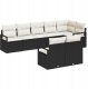 vidaXL 8-częściowy zestaw sof ogrodowych z poduszkami, czarny poli rattan, vidaXL 2-osobowa sofa ogrodowa z miejscem do przechowywania i poduszkami, czarna poli rattan 1