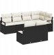 Zestaw 7-częściowej sofy ogrodowej z poduszkami Czarny Polirattan, 2-osobowa sofa ogrodowa z miejscem do przechowywania i poduszkami Czarny Polirattan 1