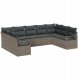 vidaXL Zestaw Sofy Ogrodowej 9-elementowy z Poduszkami Szary Polirattan, Sofa Ogrodowa 2-osobowa z Przechowywaniem i Poduszkami Szary Polirattan 1