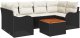 vidaXL Zestaw Sofy Ogrodowej z Poduszkami Czarny Polirattan Akacja, Zestaw Sofy Ogrodowej 2-osobowej z Przechowywaniem i Poduszkami Czarny Polirattan 2