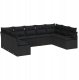 9-częściowy zestaw kanap ogrodowych vidaXL z poduszkami Czarny Polirattan, Dwuosobowa kanapa ogrodowa vidaXL z miejscem do przechowywania i poduszkami Czarny Polirattan 1