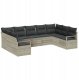 vidaXL Zestaw 9-elementowy sofa ogrodowa z poduszkami jasnoszary polirattan, Sofa ogrodowa 2-osobowa z miejscem do przechowywania i poduszkami szary polirattan 1