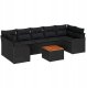 vidaXL 8-częściowy zestaw sof ogrodowych z poduszkami czarny polirattan akacja, vidaXL dwuosobowa sofa ogrodowa z przechowywaniem i poduszkami czarny polirattan 2