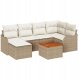 7-częściowy zestaw sof ogrodowych z poduszkami beżowy poli-rattan akacja, 2-osobowa sofa ogrodowa z miejscem na przechowywanie i poduszkami beżowa poli-rattan 1