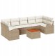 vidaXL 8-elementowy zestaw sofy ogrodowej z poduszkami, beżowy polirattan akacja, 2-osobowa sofa ogrodowa z miejscem do przechowywania i poduszkami, beżowy polirattan 1