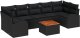 vidaXL Zestaw 8-częściowy sofy ogrodowej z poduszkami czarny polirattan drewno akacjowe, vidaXL Sofa ogrodowa 2-osobowa z miejscem do przechowywania i poduszkami czarny polirattan 2