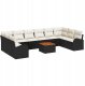 vidaXL Zestaw ogrodowy 11 częściowy z poduszkami czarny polirattan akacja, Sofa dwuosobowa z miejscem do przechowywania i poduszkami czarny polirattan 1