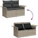 vidaXL Zestaw sofy ogrodowej 7-częściowy z poduszkami jasnoszary poli rattan, Sofa ogrodowa 2-osobowa z przechowalnią i poduszkami jasnoszary poli rattan 4