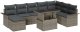 Zestaw Sofy Ogrodowej 9 Elementowy z Poduszkami Szary Polirattan, Sofa Ogrodowa 2-osobowa z Pojemnikiem i Poduszkami Szary Polirattan 2