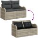 vidaXL Zestaw Sofy Ogrodowej z 5 elementów z poduszkami Jasnoszary Rattan Poliester, Sofa Ogrodowa na 2 os. z Schowkiem i Poduszkami Jasnoszary Rattan Poliester 10
