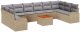 vidaXL 11-elementowy zestaw sof ogrodowych z poduszkami Beżowy Polirattan Akacja, Dwuosobowa Sofa Ogrodowa z Przechowywaniem i Poduszkami Beżowy Polirattan 2
