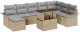 Zestaw 9-elementowy sofy ogrodowej z poduszkami Beżowy Rattan polietylenowy, Sofa ogrodowa dla 2 osób z pojemnikiem i poduszkami Beżowy Rattan polietylenowy 2