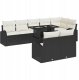 vidaXL Zestaw sof ogrodowych 9-częściowy z poduszkami czarny rattan PE, Sofa ogrodowa 2-osobowa z schowkiem i poduszkami czarna rattan PE 1