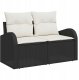 vidaXL Zestaw sof ogrodowych 9-częściowy z poduszkami czarny rattan PE, Sofa ogrodowa 2-osobowa z schowkiem i poduszkami czarna rattan PE 3