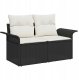 Zestaw sofy ogrodowej vidaXL 7 elementów z poduszkami czarny polirattan, Dwumiejscowa sofa ogrodowa vidaXL z miejscem na przechowywanie i poduszkami czarny polirattan 3