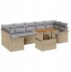Zestaw 8-częściowej sofy ogrodowej vidaXL z poduszkami beżowy polirattan, Dwuosobowa sofa ogrodowa vidaXL z miejscem na przechowanie i poduszkami beżowy polirattan 1