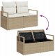 Zestaw 6-elementowy sofa ogrodowa z poduszkami Beżowy rattan PE, 2-osobowa sofa ogrodowa z miejscem na przechowywanie i poduszkami Beżowy rattan PE 10