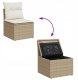 vidaXL 11-częściowy zestaw sofa ogrodowa z beżowymi poduszkami z poli ratanu, 2-osobowa sofa ogrodowa z miejscem na przechowywanie i poduszkami w beżowym poli rattanowym 11