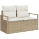 vidaXL 11-częściowy zestaw sofa ogrodowa z beżowymi poduszkami z poli ratanu, 2-osobowa sofa ogrodowa z miejscem na przechowywanie i poduszkami w beżowym poli rattanowym 3