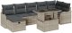 Zestaw sof ogrodowych 8 częściowych z poduszkami Jasnoszary Polirattan, Zestaw sof ogrodowych 2-osobowych z poduszkami Jasnoszary Polirattan 2