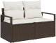 Zestaw sof ogrodowych vidaXL 6-częściowy z poduszkami Brązowy Poli Rattan, Sofa ogrodowa 2-osobowa vidaXL z przechowalnią i poduszkami Brązowy Poli Rattan 4