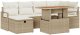 vidaXL 7-częściowy zestaw sofy ogrodowej z poduszkami w beżowym polirattanie, 2-osobowa sofa ogrodowa z miejscem do przechowywania i poduszkami w beżowym polirattanie 2
