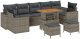 vidaXL 10-częściowy zestaw sofy ogrodowej z poduszkami w szarym polirattanie i akacji, 3-częściowy zestaw jadalny ogrodowego z poduszkami w szarym polirattanie i akacji 2