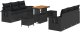 vidaXL 9-częściowy zestaw sof ogrodowych z poduszkami czarny polirattan akacja, 3-częściowy zestaw obiadowy z poduszkami czarny polirattan akacja 2
