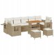 vidaXL Zestaw sof ogrodowych 10-częściowy z poduszkami Beżowy Poli Rattan Akacja, Zestaw obiadowy ogrodowy 3-częściowy z poduszkami Beżowy Poli Rattan Akacja 1