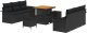 vidaXL 9-elementowy zestaw sof ogrodowych z poduszkami w czarnym polirattanie z akacją, Dwuosobowa sofa ogrodowa z poduszkami w czarnym polirattanie, 3-elementowy zestaw jadalni ogrodowej z poduszkami w czarnym polirattanie z akacją 2