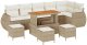 Zestaw Sofowy do Ogrodu vidaXL 10 Części z Poduszkami Beżowy Polirattan Akacja, Zestaw do Jadalni na Zewnątrz vidaXL 4 Części z Poduszkami Beżowy Polirattan Akacja 2