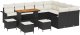 vidaXL 13-częściowy zestaw sof ogrodowych z poduszkami czarny polirattan akacja, vidaXL 4-częściowy zestaw jadalny z poduszkami czarny polirattan akacja, vidaXL 2-osobowa sofa ogrodowa z poduszkami czarny polirattan 2