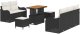 vidaXL Zestaw sofy ogrodowej 8-częściowy z poduszkami Czarny Polirattan Akacja, Sofa ogrodowa 2-osobowa z poduszkami Czarny Polirattan, Zestaw obiadowy w ogrodzie 3-częściowy z poduszkami Czarny Polirattan Akacja 2