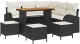 vidaXL 8-częściowy zestaw sof ogrodowych z poduszkami czarny polirattan akacja, 2-osobowa sofa ogrodowa z poduszkami czarny polirattan, 3-częściowy zestaw do jadalni w ogrodzie z poduszkami czarny polirattan akacja 2