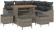 vidaXL 9-częściowy zestaw sofy ogrodowej z poduszkami, szary, polirattan, akacja, 2-osobowa sofa ogrodowa z poduszkami szary, polirattan, 4-częściowy zestaw do jadalni ogrodowej z poduszkami, szary, polirattan, akacja 2