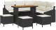 vidaXL Zestaw Sof Ogrodowych 8 Części z Poduszkami Czarny Polirattan Akacja, Sofa Ogrodowa dla 2 Osób z Poduszkami Czarny Polirattan, Zestaw do Jadalni Ogrodowej 3 Części z Poduszkami Czarny Polirattan Akacja 2